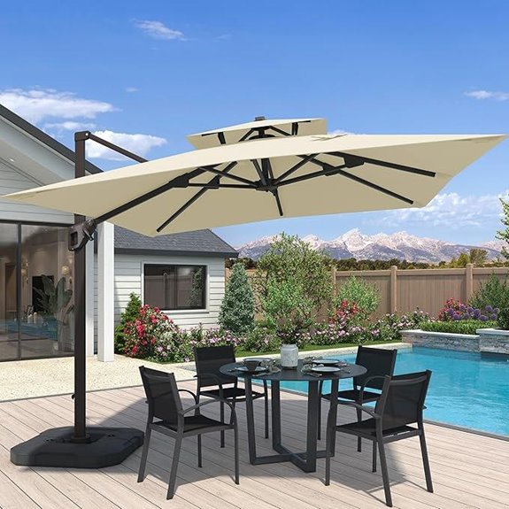 10x10 ft Cantilever Patio Umbrella with Base