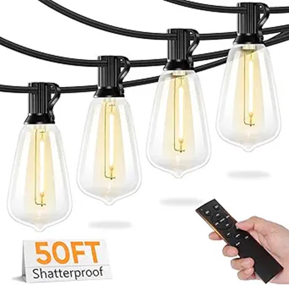 Brightever 50FT Outdoor String Lights with Bulbs