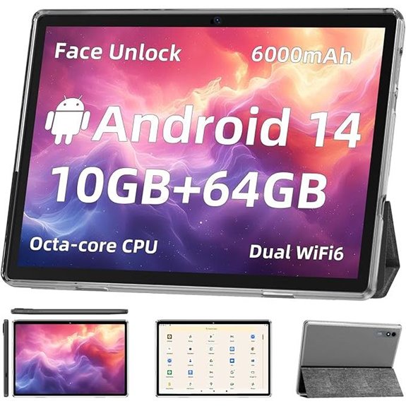 Android 14 10-inch Tablet with 10GB+Storage