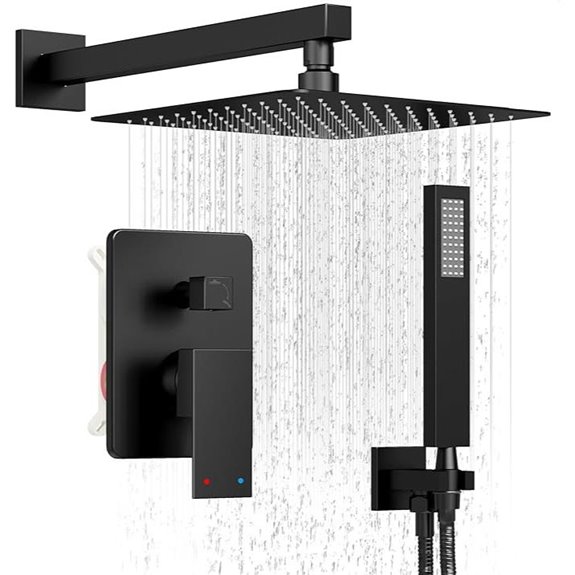 Black Shower Faucet Set with Rain Showerhead