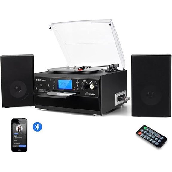 DIGITNOW Bluetooth Turntable with Speakers and Recording