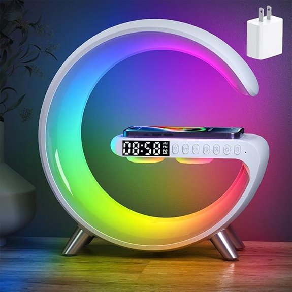 Smart LED Bedside Lamp with Bluetooth & Wireless Charging