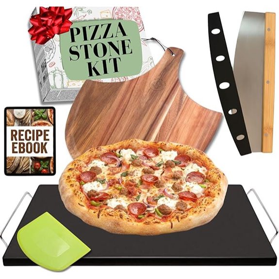 Ceramic Pizza Stone Kit with Handles and Tools