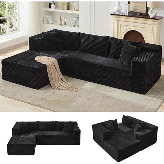 Modular L-Shaped Sectional Sofa with Deep Seat