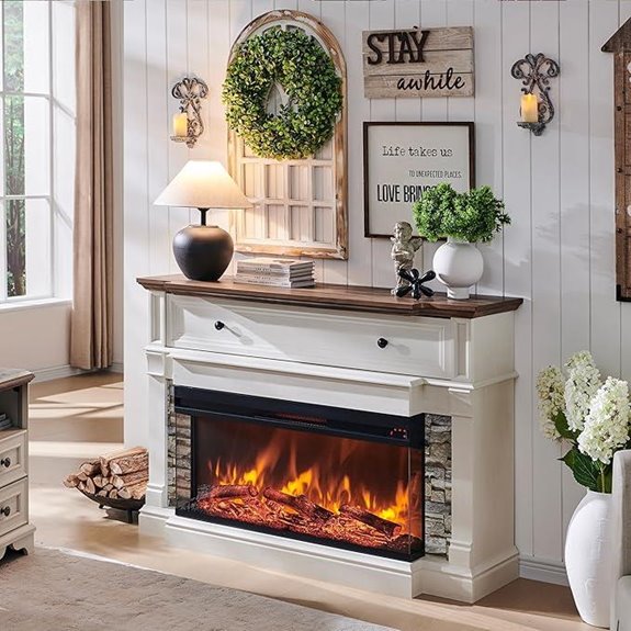 OKD 52 Electric Fireplace with Mantel and Storage