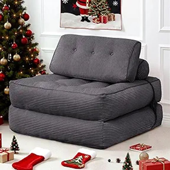 Folding Sofa Bed with Back Support and Pillow