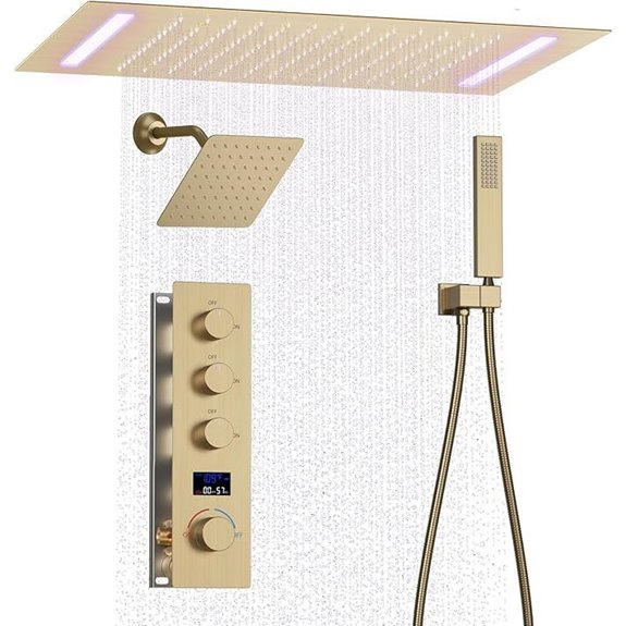 Brushed Gold Shower Set with Rainfall & Handheld