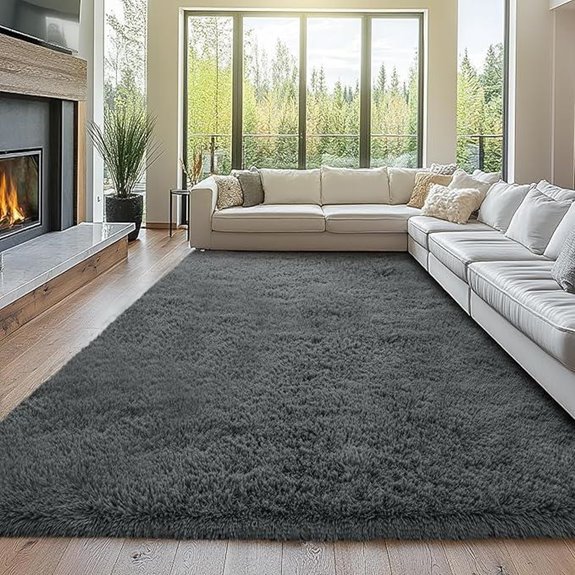 Grey Shag 8x10 Area Rug for Living Room and Bedroom