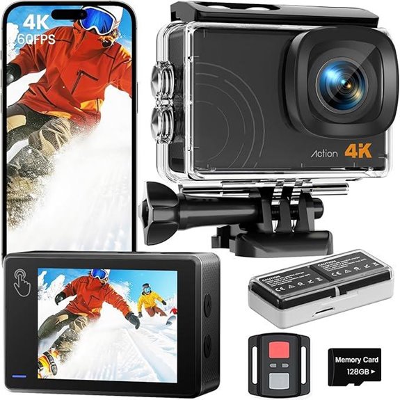 4K Action Camera with 48MP and Waterproof Case
