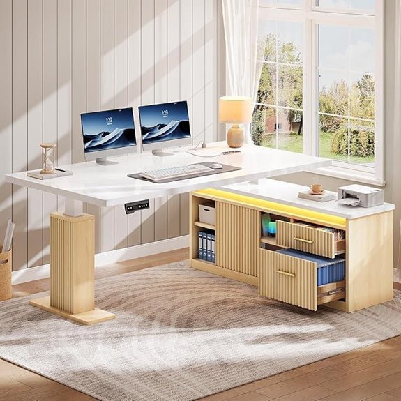 YITAHOME L-Shaped Electric Standing Desk with Storage