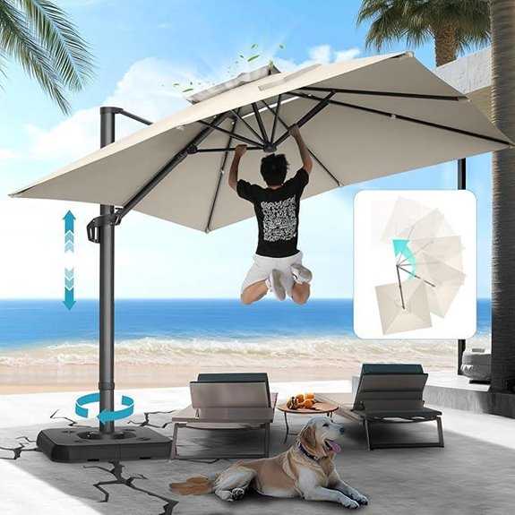 HOTIME 10x10ft Cantilever Patio Umbrella with Rotation