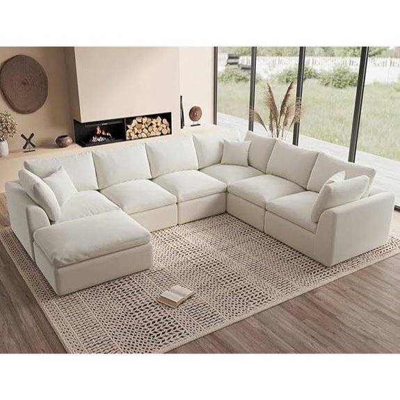 Oversized Cloud Sectional Sofa with Ottoman 7 Seater