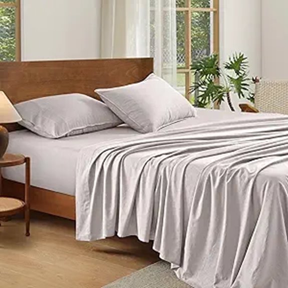 French Linen Queen Sheets Set with Deep Pockets