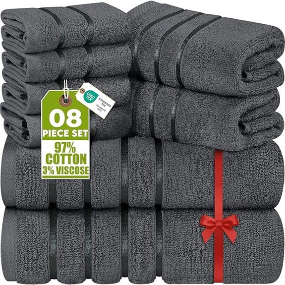 Utopia Luxury Towel Set 8 Pieces Grey