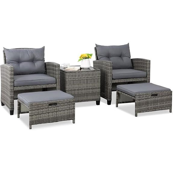 Shintenchi 5-Piece Outdoor Wicker Patio Furniture Set