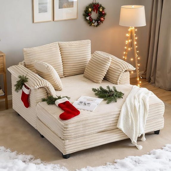 VINGLI 56 Oversized Beige Chaise Lounge Sofa