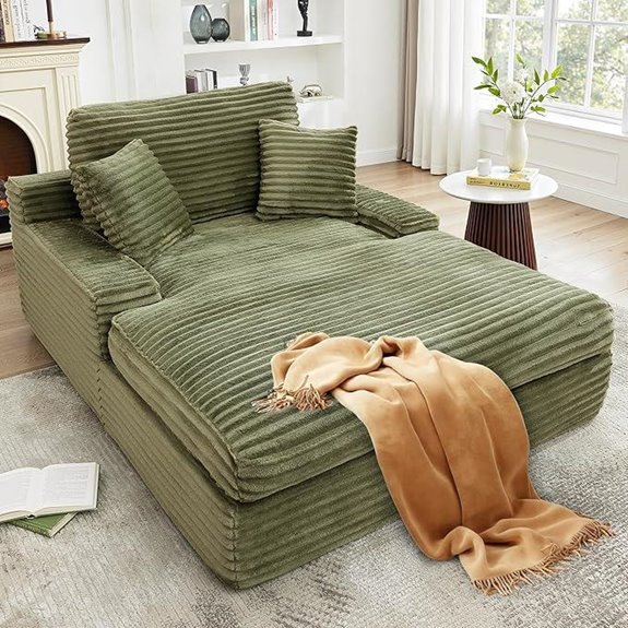 Hanherry Oversized Corduroy Lounge Sofa with Pillows