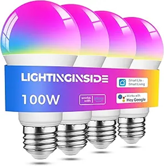 Lightinginside 4-Pack Smart WiFi LED Bulbs (1350LM)