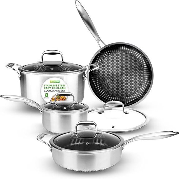 NutriChef 8-Piece Stainless Steel Cookware Set