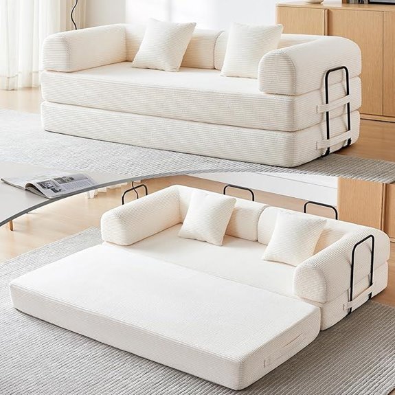 Convertible 5-in-1 Folding Sofa Bed with Armrests