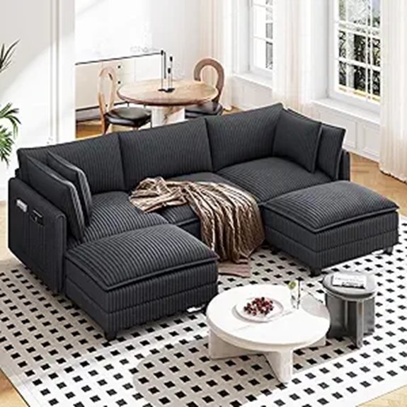 Vesgantti 109 U-Shaped Corduroy Sectional Sofa