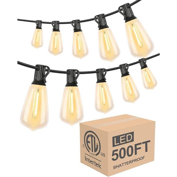 Lightdot 500FT Outdoor String Lights with Vintage Bulbs