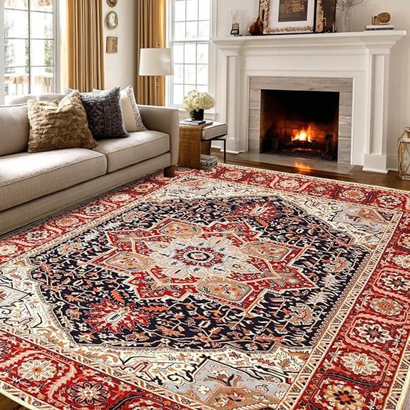XWZO 8x10 Washable Non-Slip Vintage Area Rug