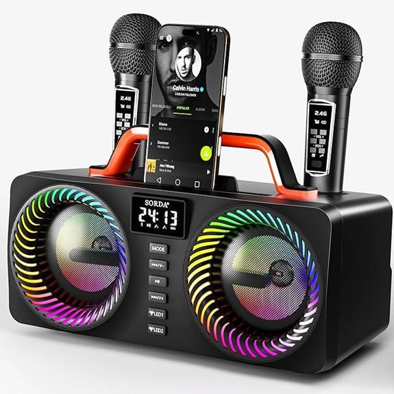 Portable Karaoke Machine with Microphones and Bluetooth